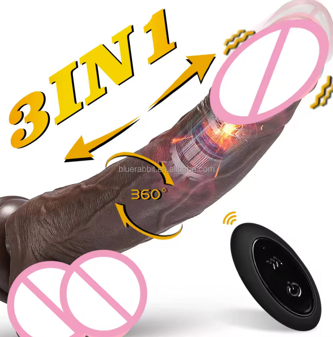 8.66" Thrusting realistic Dildo Vibrator with Dual Density in Dark Brown