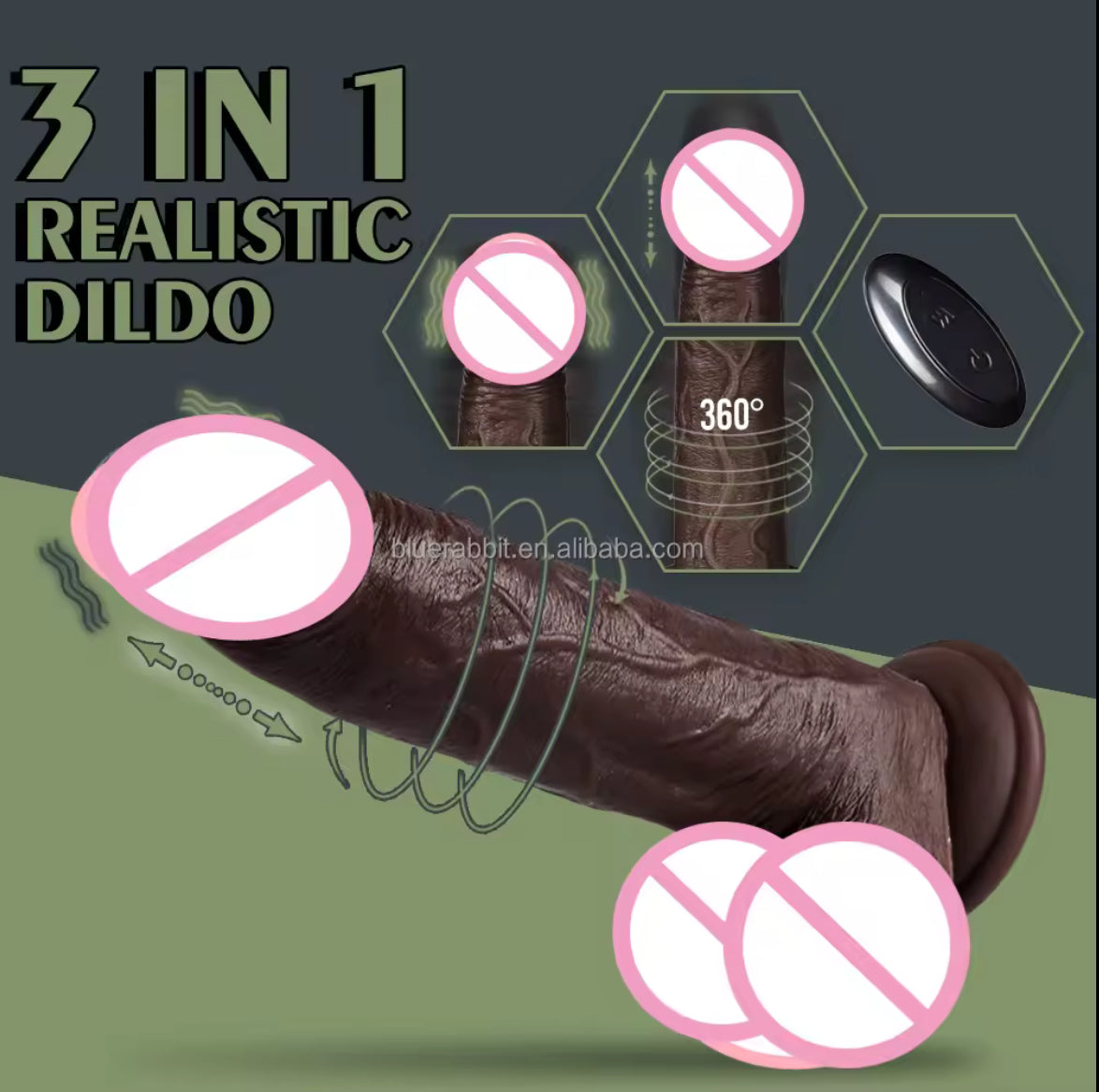 8.66" Thrusting realistic Dildo Vibrator with Dual Density in Dark Brown
