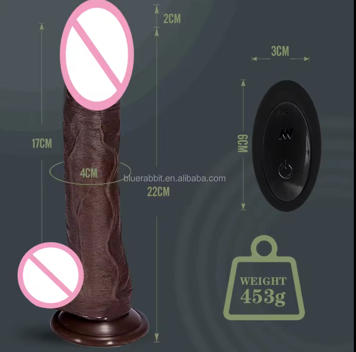8.66" Thrusting realistic Dildo Vibrator with Dual Density in Dark Brown