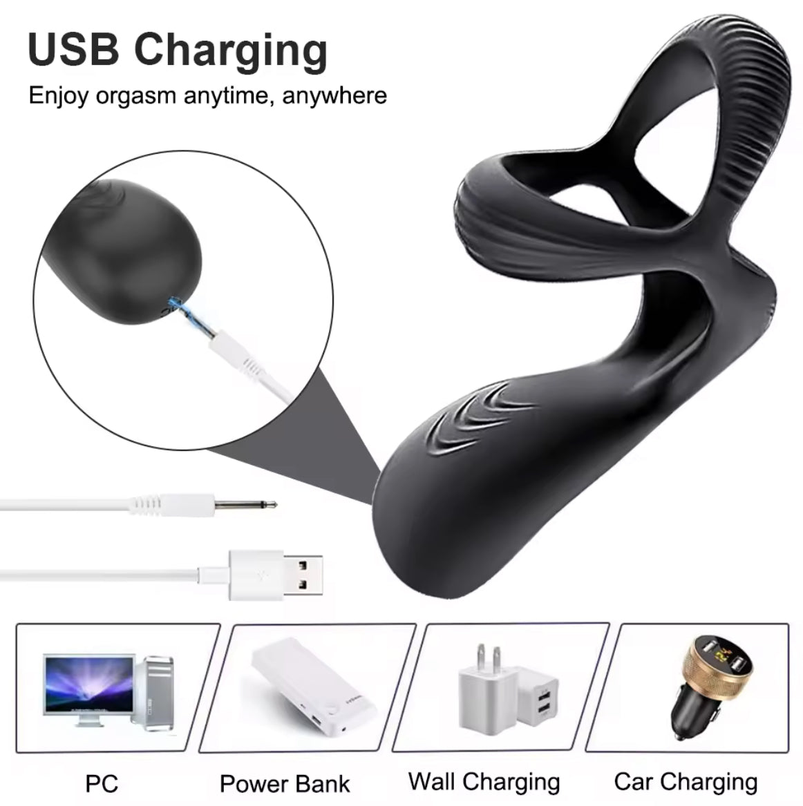 Head Locking Sperm Ring Vibrator Delay Ejaculation Trainer Vibrating Penis Ring for Men