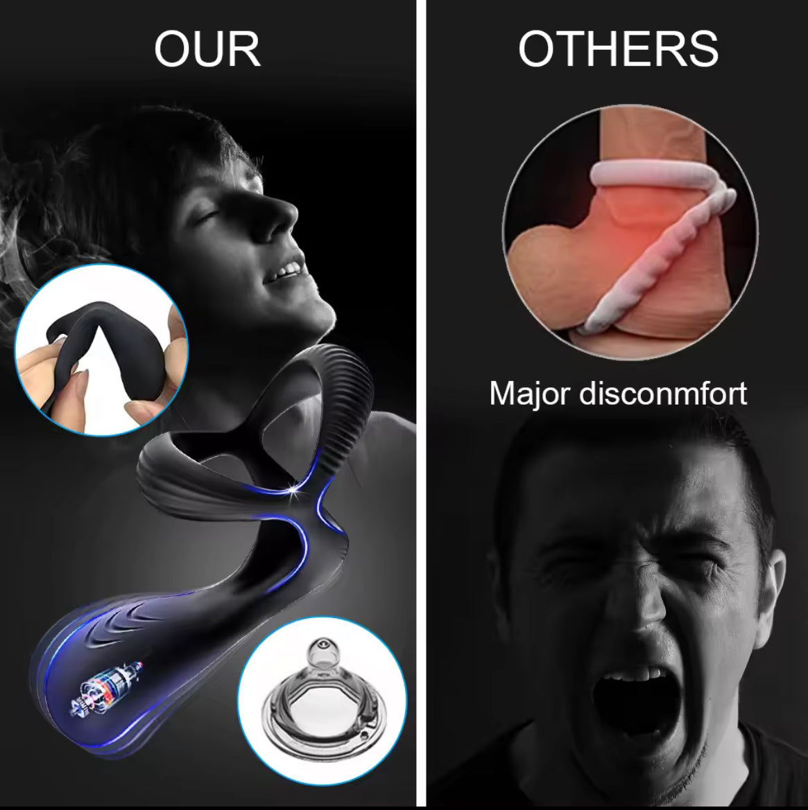 Head Locking Sperm Ring Vibrator Delay Ejaculation Trainer Vibrating Penis Ring for Men
