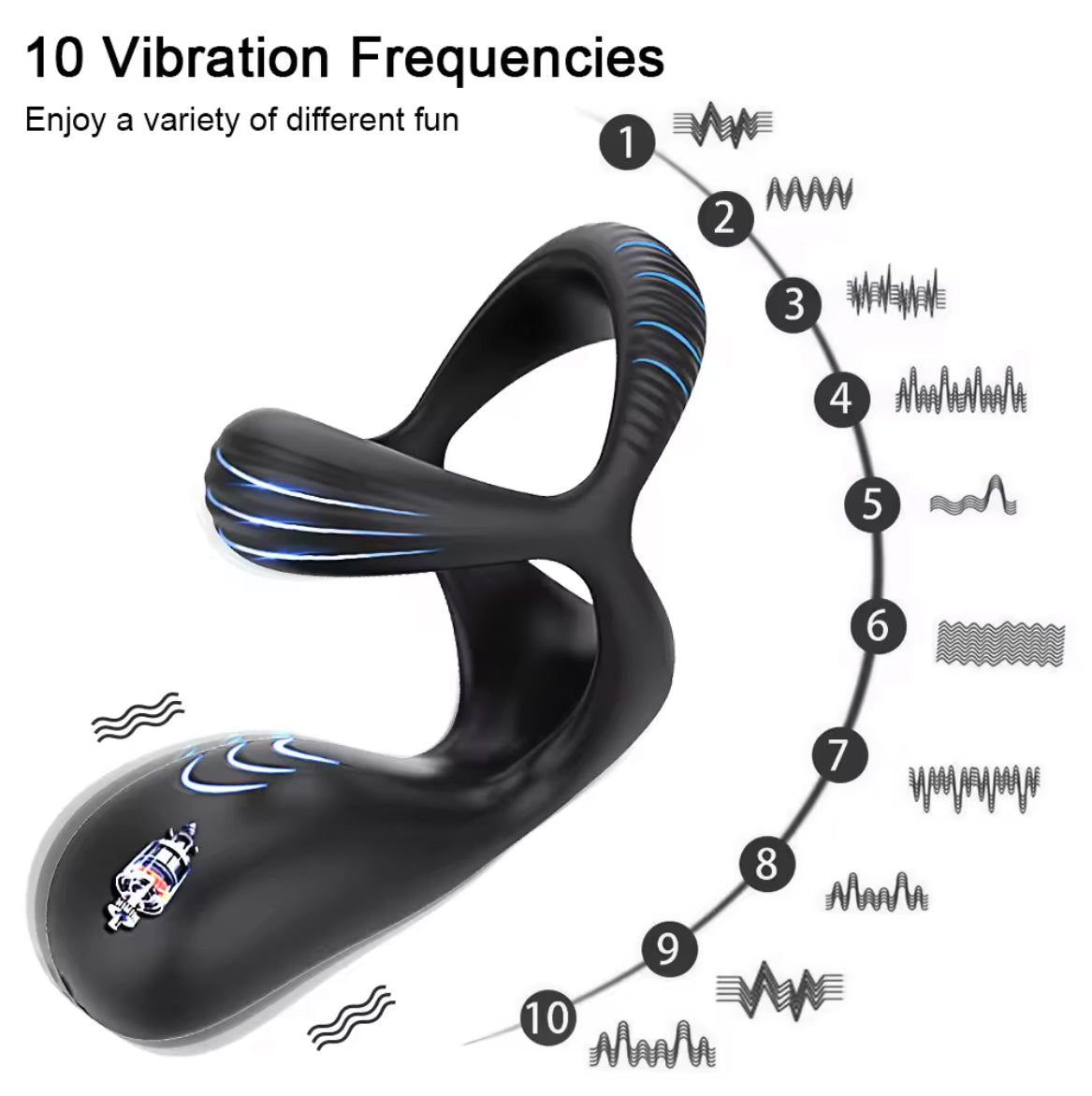 Head Locking Sperm Ring Vibrator Delay Ejaculation Trainer Vibrating Penis Ring for Men