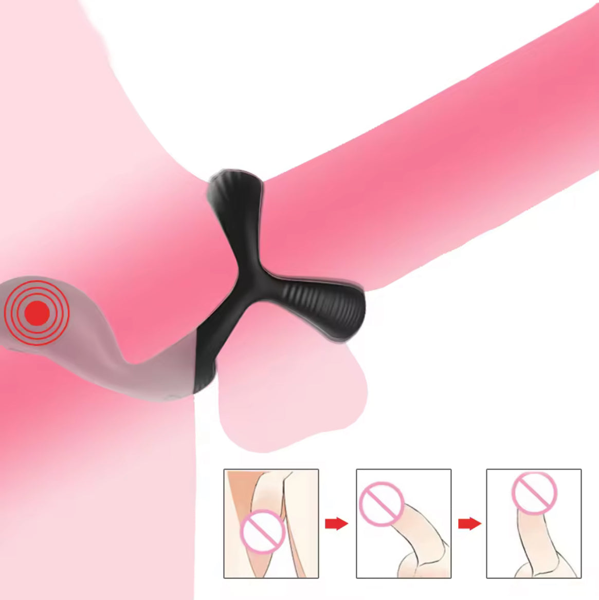 Head Locking Sperm Ring Vibrator Delay Ejaculation Trainer Vibrating Penis Ring for Men